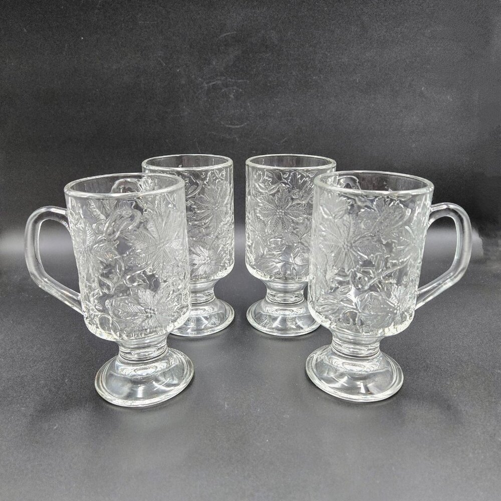 Princess House Fantasia Irish Coffee Crystal Pedestal Mugs Set Of 4 Read